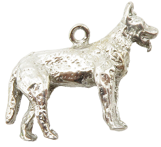 925 Sterling Silver  Vintage Petite Shiny Standing Dog Animal Pendant  PT11276