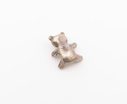 925 Sterling Silver  Vintage Petite Dark Tone Teddy Bear Pendant  PT17298