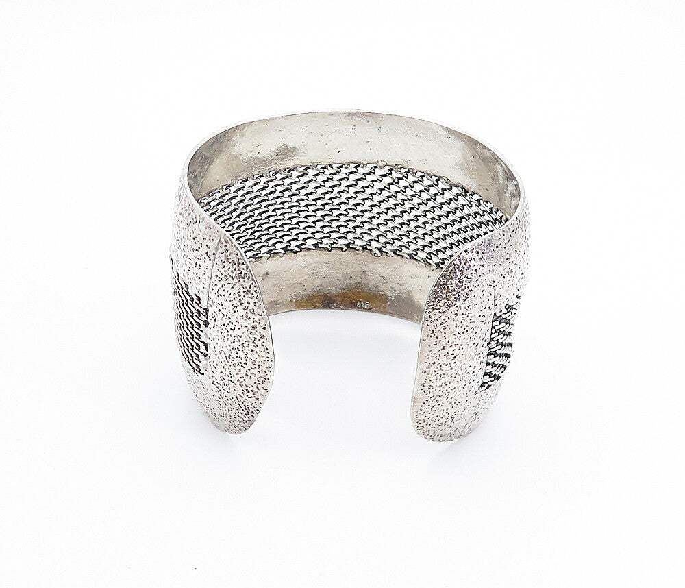 925 Sterling Silver  Vintage Textured Modernist Twist Cuff Bracelet  BT2787