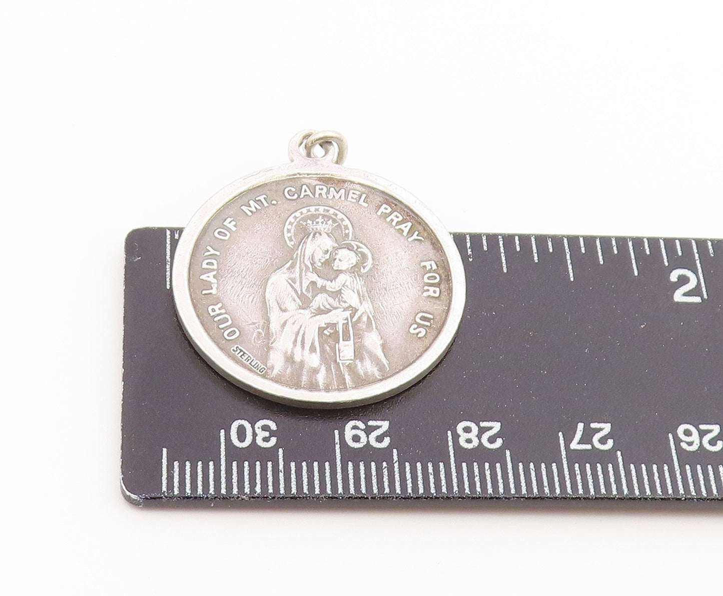 925 Sterling Silver Vintage Pendant Sacred Heart of Jesus Medallion  PT26569