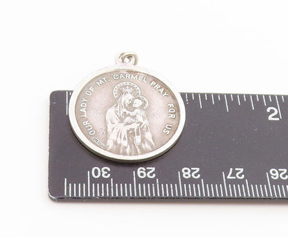 925 Sterling Silver Vintage Pendant Sacred Heart of Jesus Medallion  PT26569