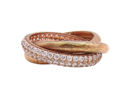 925 Sterling Silver Vintage Ring Rose Gold Plated CZ Inlay Rings  Sz 7  RG29881
