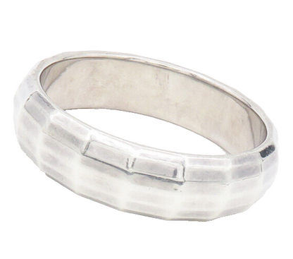 925 Sterling Silver  Vintage Shiny Hollow Round Bangle Bracelet  BT6890