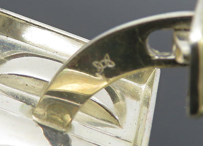 NORWAY 925 Silver  Vintage Shiny Textured Detail Square Cufflinks  TR2825