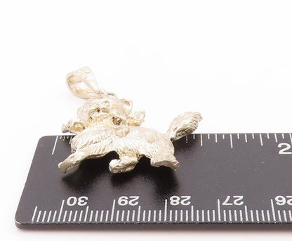 925 Sterling Silver Vintage Pendant Modernist Fat Walking Cat  PT24126