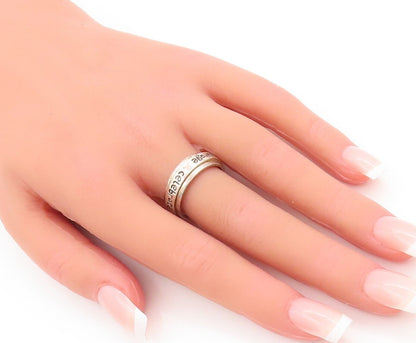 925 Sterling Silver Vintage Ring Solid Carved Celebrating Courage  Sz 8  RG28453