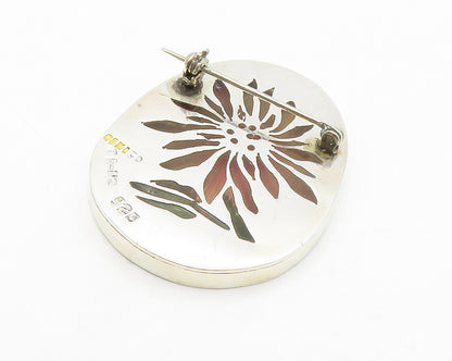 MEXICO 925 Sterling Silver  Vintage Shiny Flower Cutout Brooch Pin  BP5284