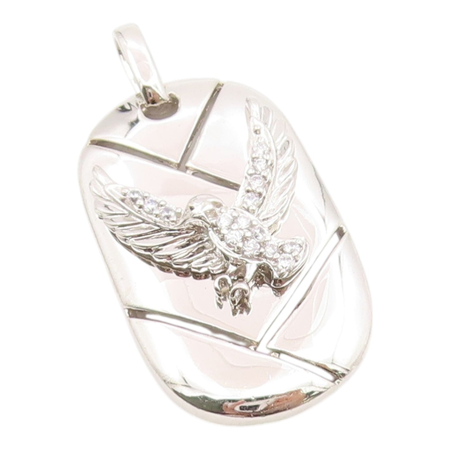 925 Sterling Silver Vintage Pendant CZ Geometric Flying Eagle Charm  PT26255