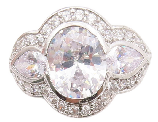 925 Sterling Silver Vintage Ring Multi Shape CZ Statement Band   Sz 7  RG33481
