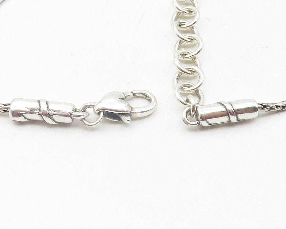 925 Sterling Silver  Vintage Topaz Spheres Shiny Wheat Chain Necklace  NE2023
