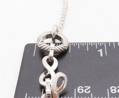 925 Sterling Silver  Pink Cubic Zirconia Infinity Link Chain Necklace  NE1140