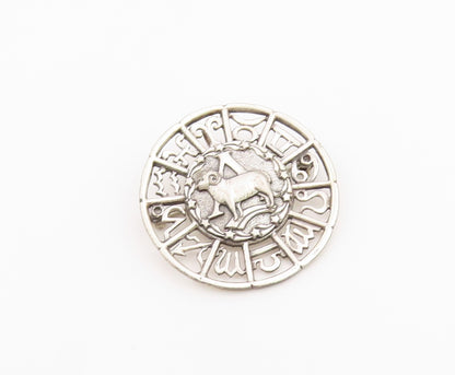 925 Sterling Silver  Vintage Aries Zodiac Calendar Cutout Brooch Pin  BP9621