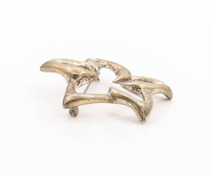 925 Sterling Silver Vintage Brooch TIFFANY & CO. Modernist Cutout Flower BP11618