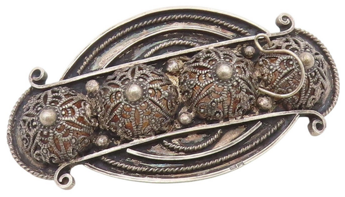 925 Sterling Silver Vintage Brooch Pin MIDDLE EAST Intricate Filigree  BP12170
