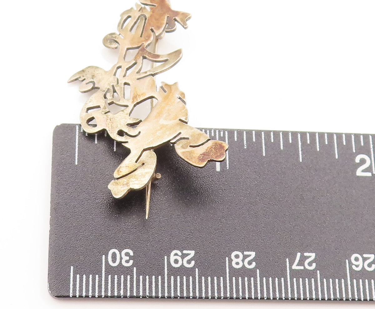 MIDDLE EAST 925 Silver  Vintage Stancil Cut Donald Duck Brooch Pin  BP10490