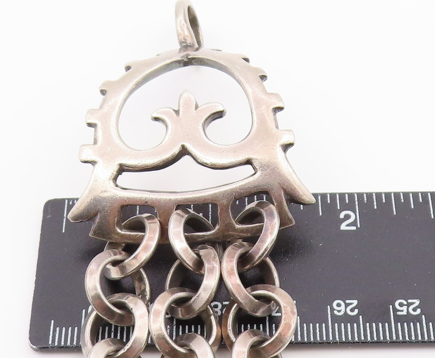 925 Sterling Silver Vintage Bracelet Multi Strand Scroll Shield HEAVY  BT12151