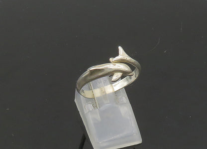 925 Sterling Silver  Vintage Dolphin Head & Tail Band Ring Sz 9.5  RG21627