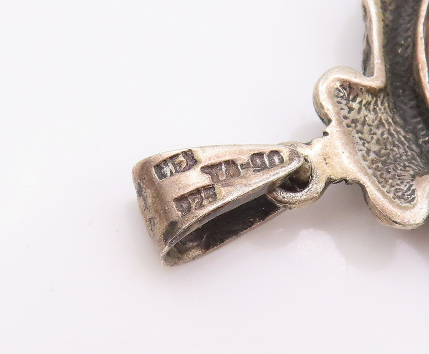 925 Sterling Silver Vintage Pendant Antique Dark Tone Floral Frame  PT24084