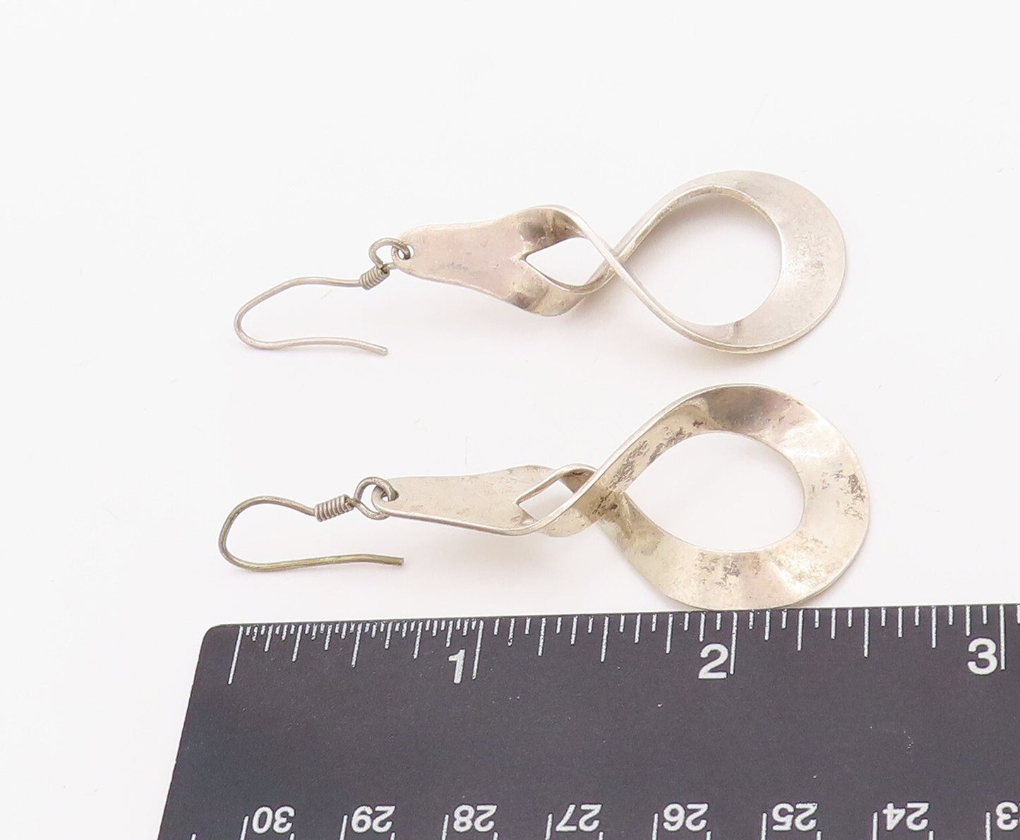 925 Sterling Silver Vintage Earrings MEXICO Cutout Twisted Drop Design  EG13176