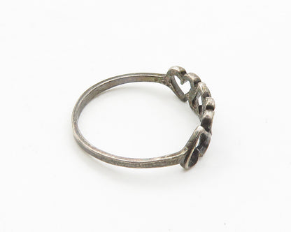 925 Sterling Silver  Vintage Up & Down Open Love Heart Band Ring Sz 7  RG19079