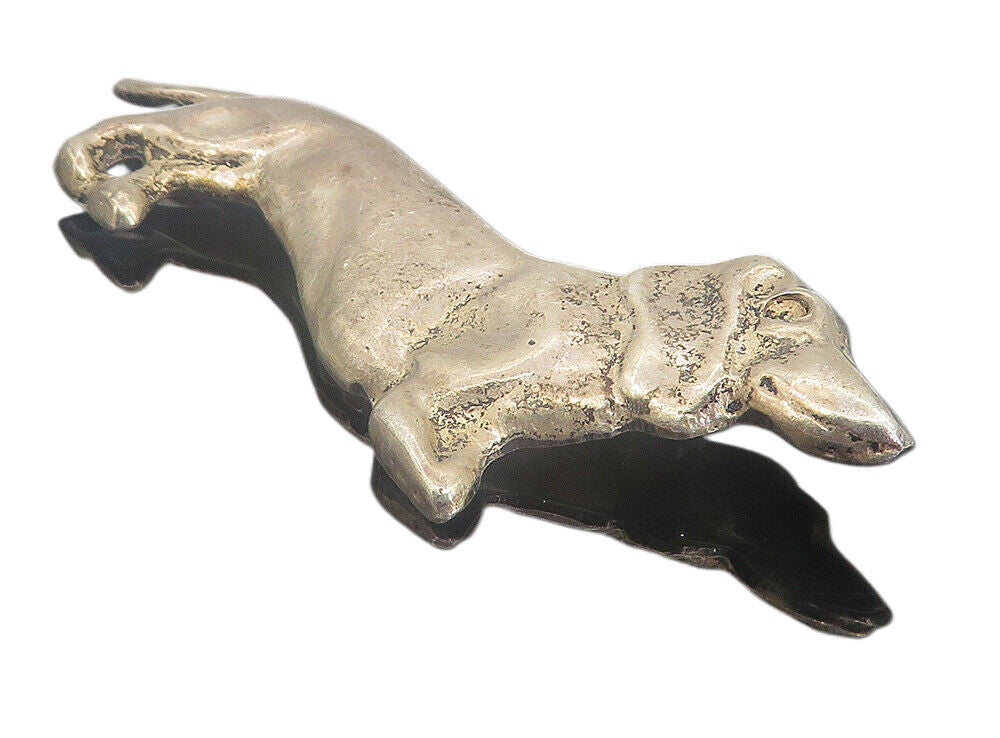 925 Sterling Silver  Vintage Dark Tone Weiner Dog Motif Brooch Pin  BP2906