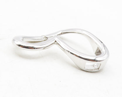 925 Sterling Silver  Topaz Accented Open Love Heart Smooth Pendant  PT9725