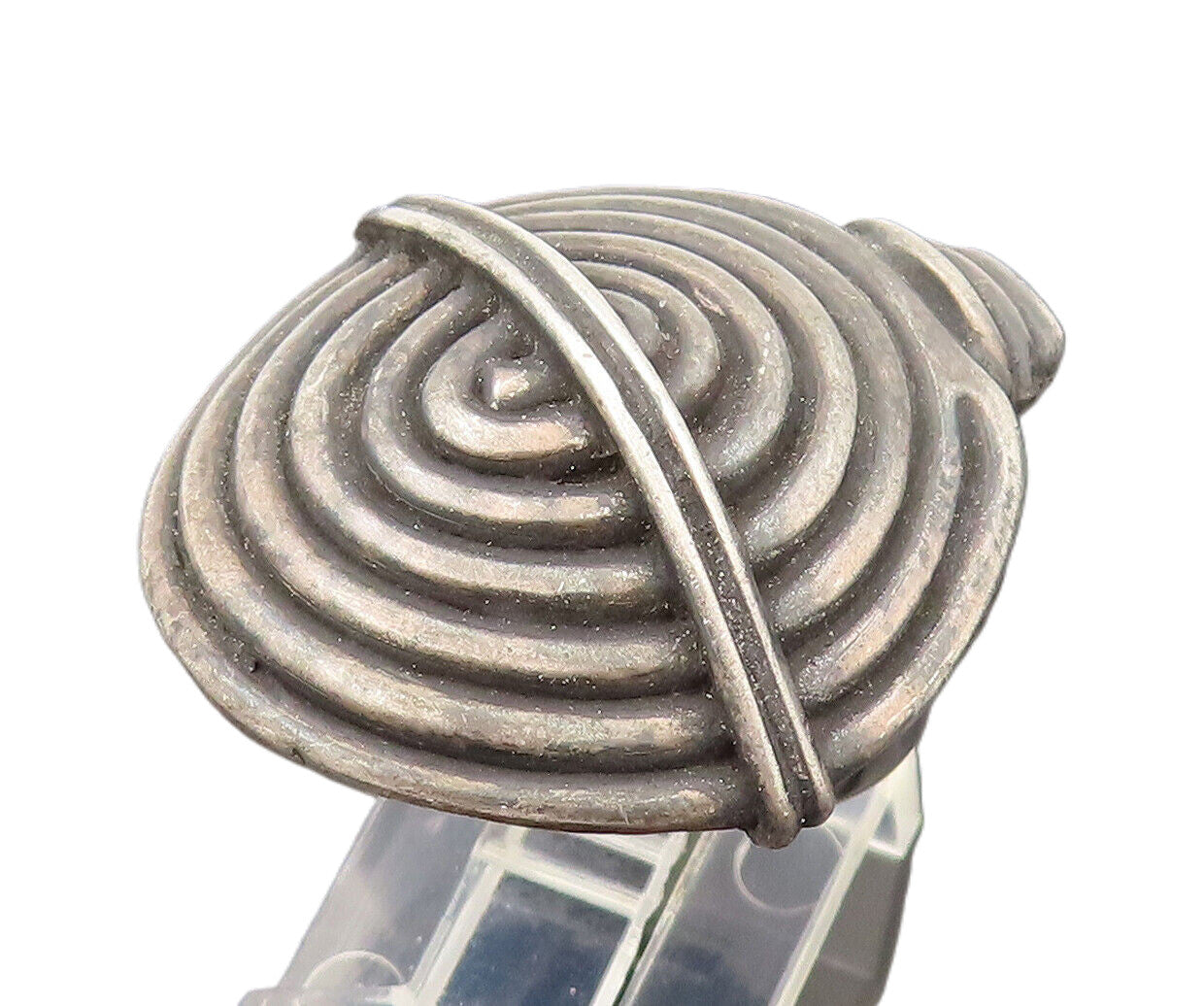 925 Sterling Silver  Vintage Spiral Shield Dome Ring Sz 6.75  RG26414