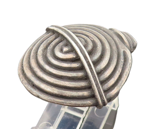 925 Sterling Silver  Vintage Spiral Shield Dome Ring Sz 6.75  RG26414