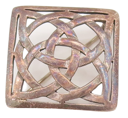 925 Sterling Silver Vintage Brooch Pin Solid Cutout Celtic Knot Square  BP11087