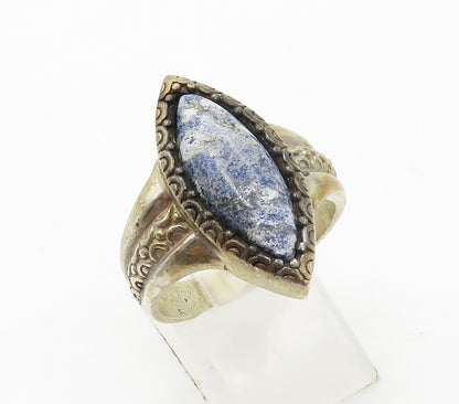 CAROLYN POLLACK 925 Silver  Vintage Sodalite Cocktail Ring Sz 9  RG15458