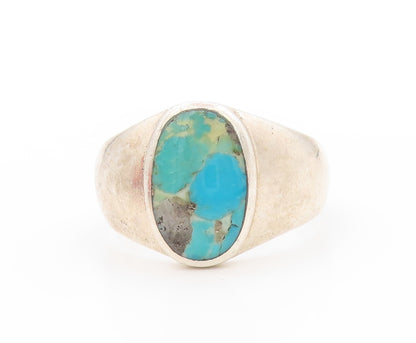 925 Sterling Silver Vintage Ring Cabochon Oval Turquoise  Sz 14.5  RG32906