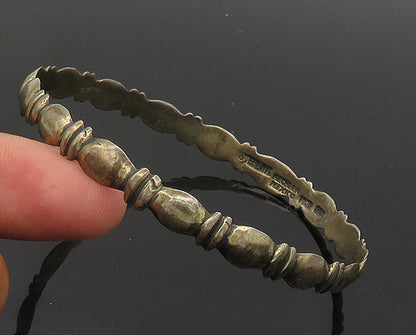 MEXICO 925 Silver  Vintage Dark Tone Fluted Pattern Bangle Bracelet  BT8222