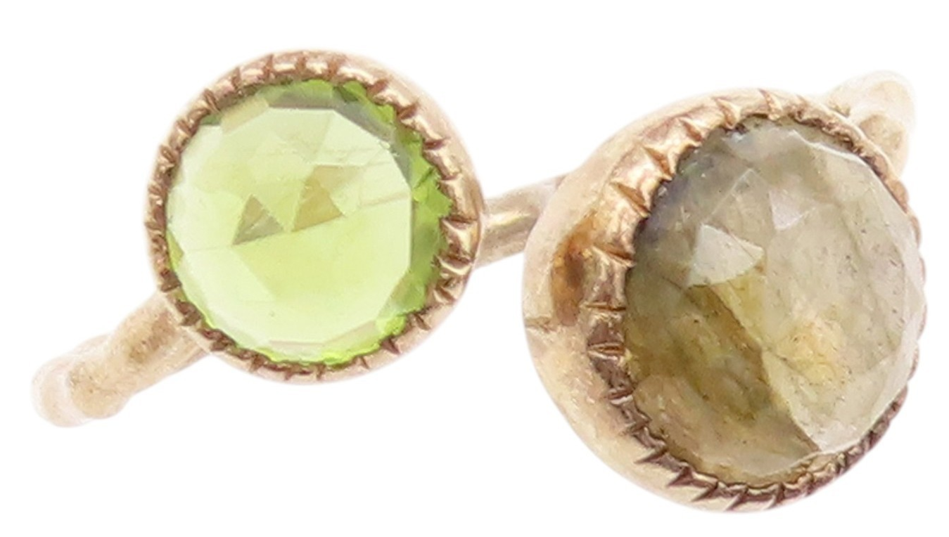 925 Sterling Silver Vintage Ring Gold Plated Round Cut Peridot  Sz 10  RG32916