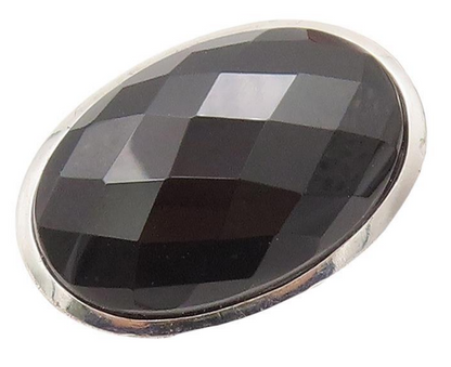 925 Sterling Silver Vintage Ring Solid Large Oval Cabochon Onyx  Sz 10  RG28476
