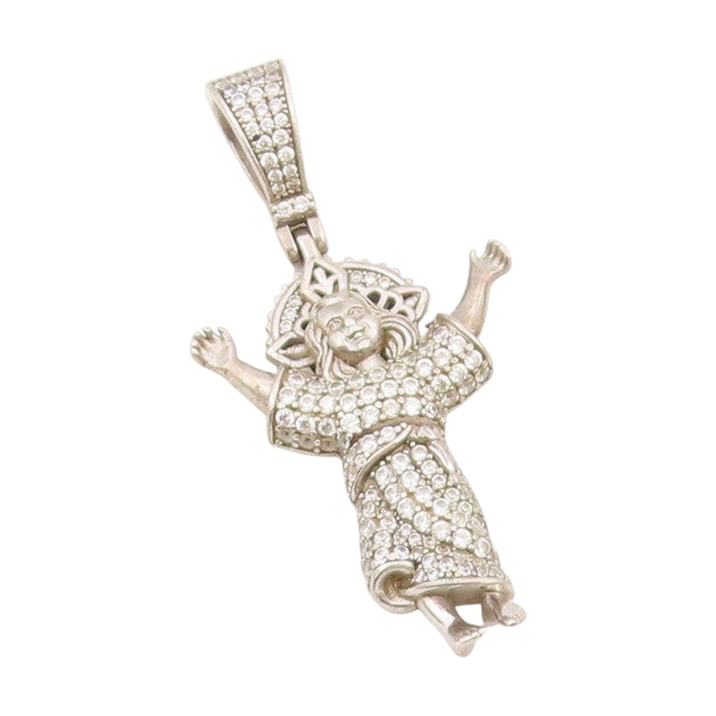 925 Sterling Silver Vintage Pendant CZ Baby Jesus Christ Religious Charm PT25540