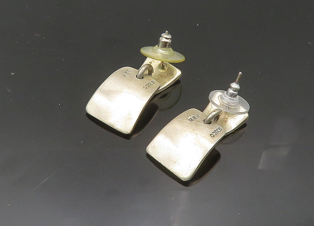 MEXICO 925 Sterling Silver  Vintage Shiny Smooth Linked Drop Earrings  EG10255