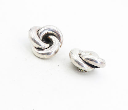 925 Sterling Silver   Vintage Pretzel Knot Non Pierce Drop Earrings  EG4371
