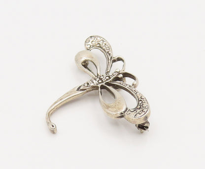 925 Sterling Silver  Vintage Textured Dragonfly Cutout Brooch Pin  BP10146