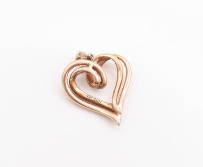 925 Sterling Silver Vintage Pendant Gold Plated Real Diamonds Love Heart PT24952