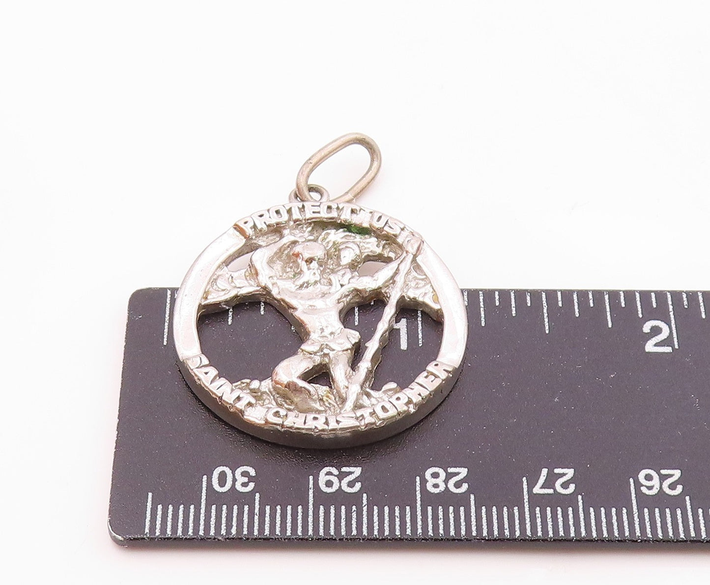 LAMODE 925 Silver  Vintage St. Christopher Protection Prayer Pendant  PT18435