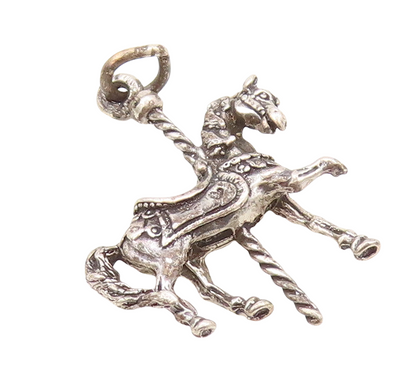 925 Sterling Silver Vintage Pendant Dark Tone Carved Mini Horse Charm  PT23620