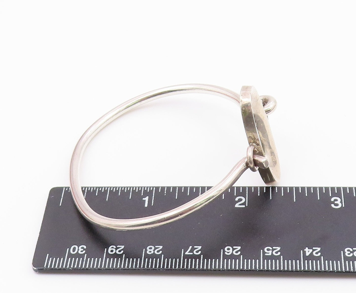J. JILL 925 Silver  Vintage Shiny Open Oval Hook Bangle Bracelet  BT8632