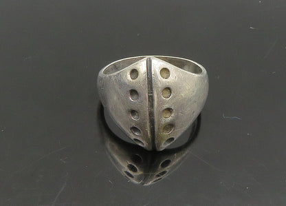 925 Sterling Silver  Vintage Dotted Detail Pointed Band Ring Sz 6  RG22791