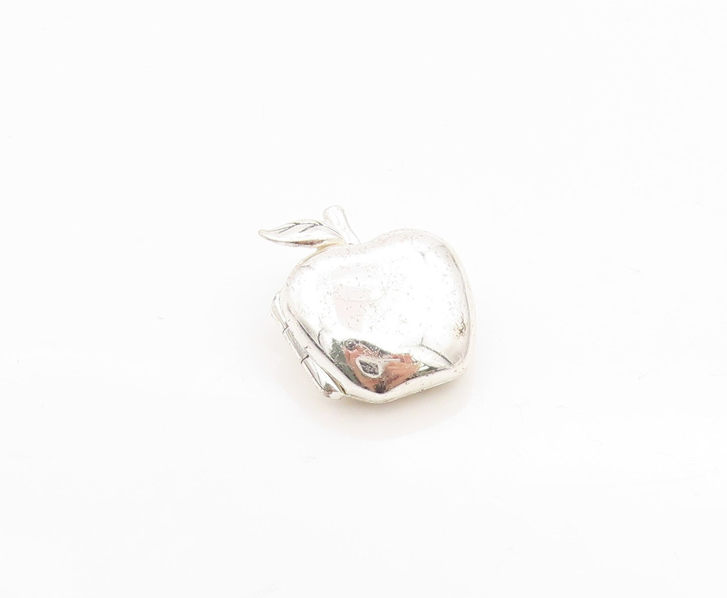 925 Sterling Silver Vintage Pendant Solid Message Etched Apple OPENS  PT24617