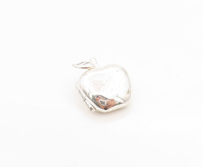 925 Sterling Silver Vintage Pendant Solid Message Etched Apple OPENS  PT24617
