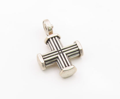 ESPO SIG 925 Sterling Silver  Vintage Ribbed Religious Cross Pendant  PT20115