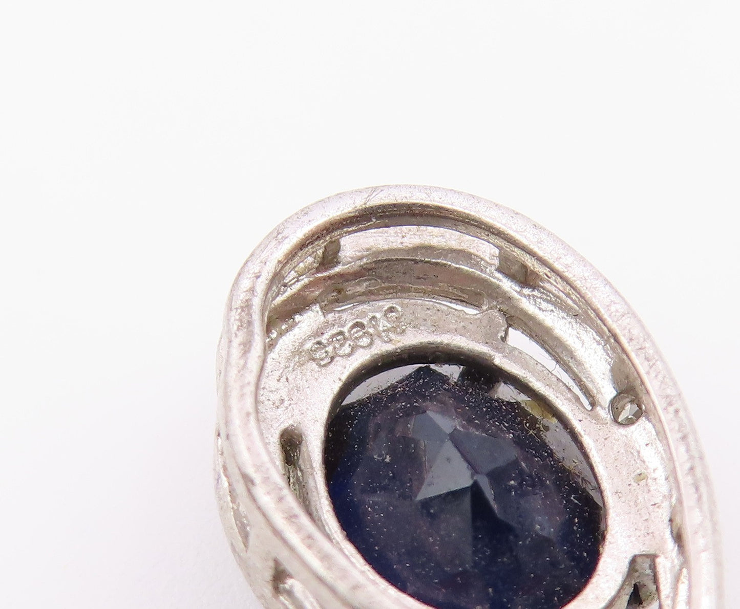 925 Sterling Silver  Vintage Pear Shaped Wrapped Sapphire Pendant  PT21143