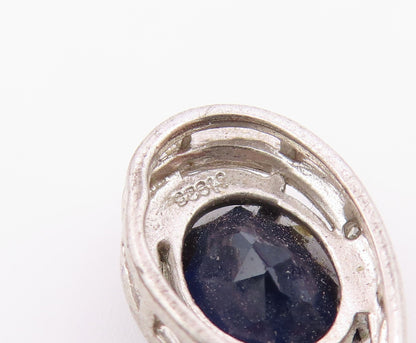 925 Sterling Silver  Vintage Pear Shaped Wrapped Sapphire Pendant  PT21143