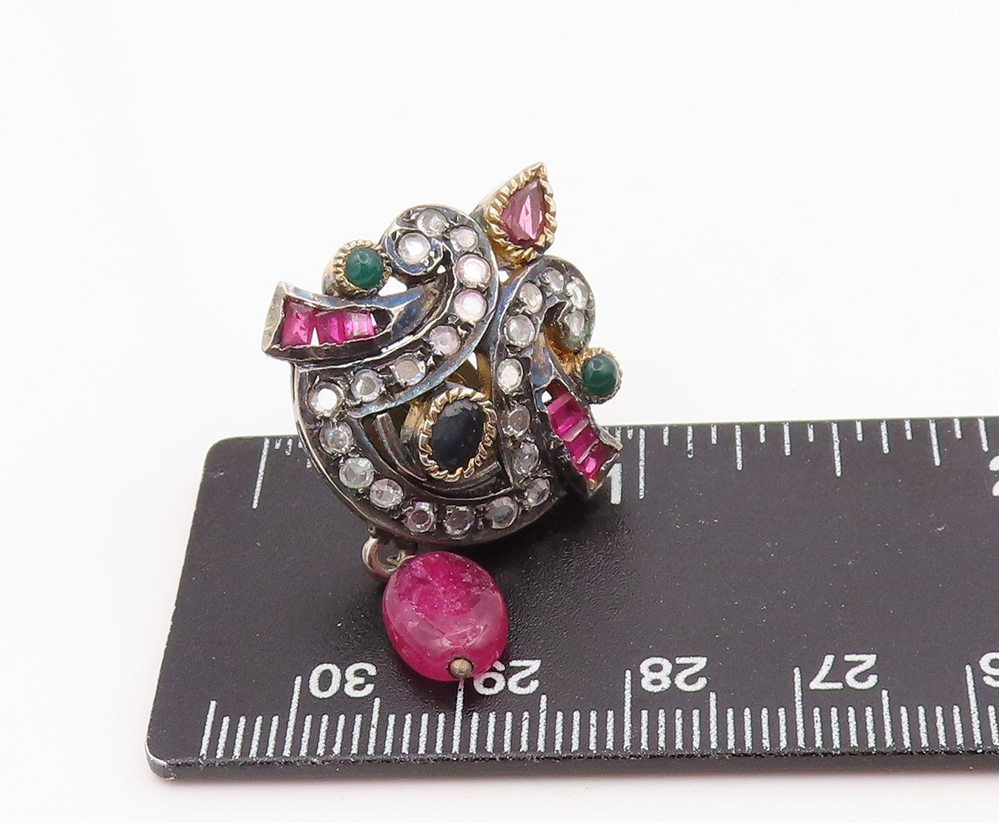 925 Sterling Silver Vintage Earrings Multi Gemstone Designer Single Lot  EG14294