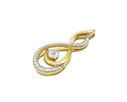 925 Sterling Silver  Genuine Diamond Shiny Two Tone Infinity Pendant  PT14292